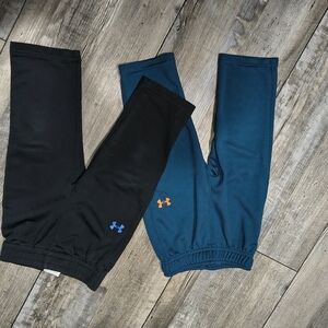 Under Armour Kids Sweatpants - Black and Teal with Accent Logos
